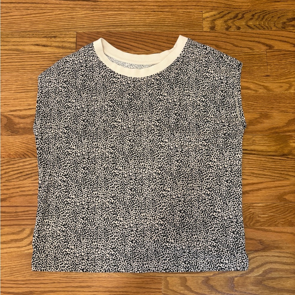 LOFT Black and Cream Short Sleeve Tee